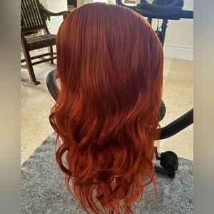 BRAND NEW UNUSED FIBER RED ORANGE WIG COSTUME MERMAID COSPLAY HALLOWEEN 24”